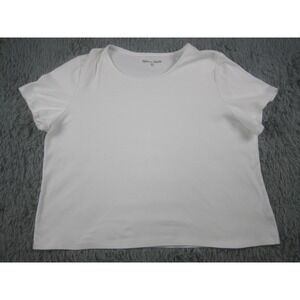 Rebecca Malone Shirt Womens 2X Short Sleeve White Blouse Cotton